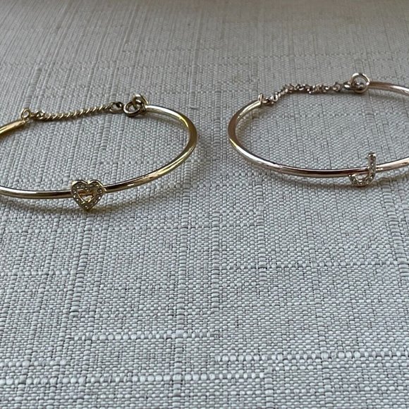 Bracelet Letter J and Heart Gold Tone Rose Gold Tone Fashion Jewelry set of 2 - Picture 5 of 11